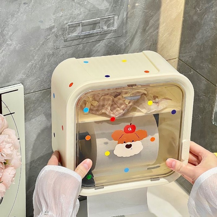 Hộp đựng khăn giấy vệ sinh treo tường Phim hoạt hình chống thấm nước Ống giấy