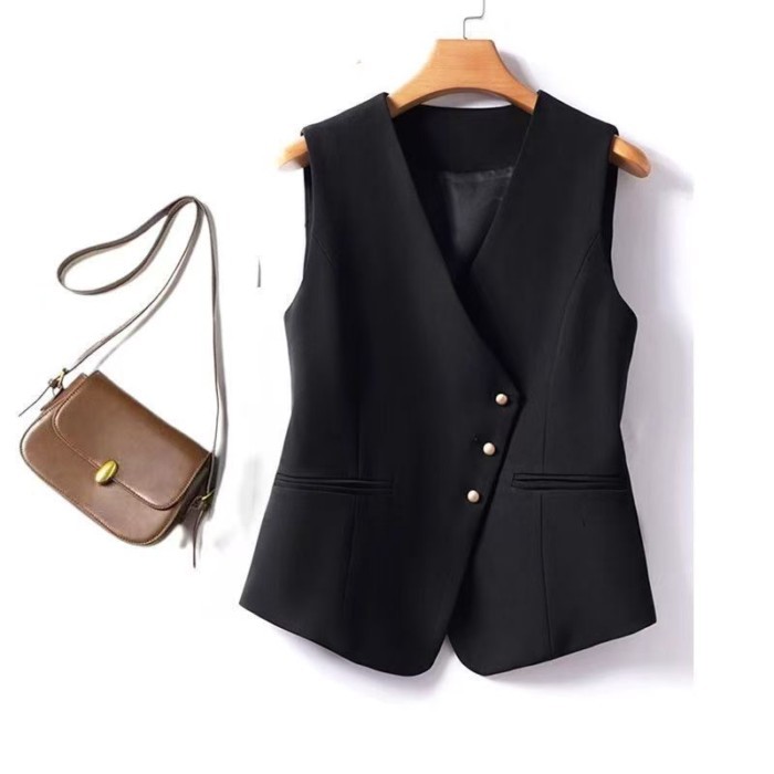 Lan ~ Áo Khoác Sleeveless Mỏng, Phong Cách Xuân Thu Sang Trọng, Thích Hợp Mặc Bên Ngoài Với Áo Vest
