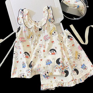Bộ đồ ngủ bé gái phong cách công chúa mùa hè mỏng bể quần short bé gái dễ thương quần áo mặc ở nhà