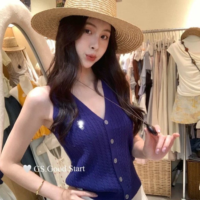 Áo Khoác Không Tay Mùa Hè Phong Cách Hàn Quốc - Dệt Kim Thêu, Thiết Kế Ôm