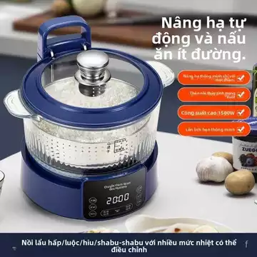 Nồi cơm điện ít đường với chức năng tách nước cơm, nâng tự động thông minh, nồi cơm điện hấp bằng thép không gỉ, nồi cơm