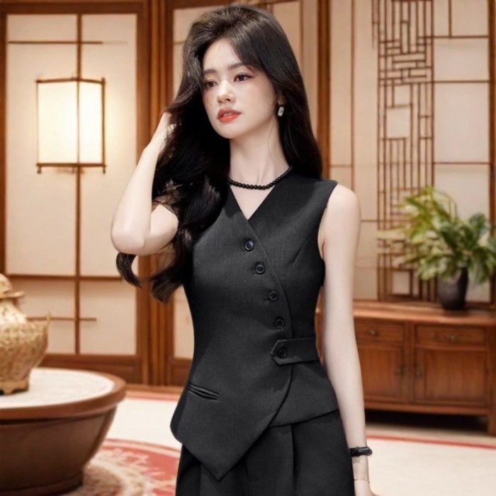 Áo vest khóa chéo nhiều lớp phong cách mới, phù hợp cho mọi người,style thời thượng cho văn phòng