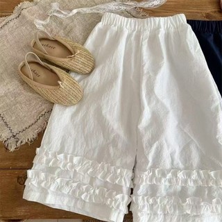 Quần bé gái mùa hè ống rộng quần ống rộng nguyên chất cotton viền quần ống rộng mỏng thoáng khí chố