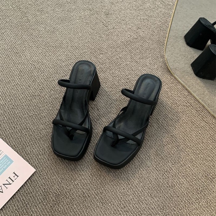 Dép xỏ ngón mùa hè nữ, giày sandal cao gót Pháp đế dày, tinh tế, đế dày