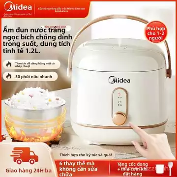 Nồi cơm điện mini đa chức năng Midea cho gia đình1-2Nồi cơm điện nhỏ Renshi với lòng nồi bằng ngọc trắng, nồi cơm điện k