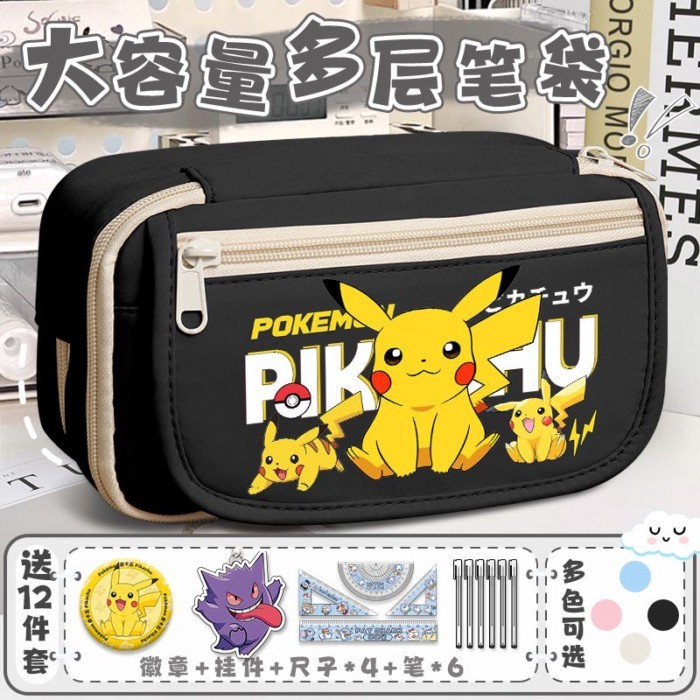 Hộp Đựng Bút Chì Pokémon Hoạt Hình Cô Gái Mới Dung Tích Lớn Trẻ Em Bé Trai Văn Phòng Phẩm Túi Học Sinh Trung Học Cơ Sở Học Sinh Tiểu Học Túi Bút Chì