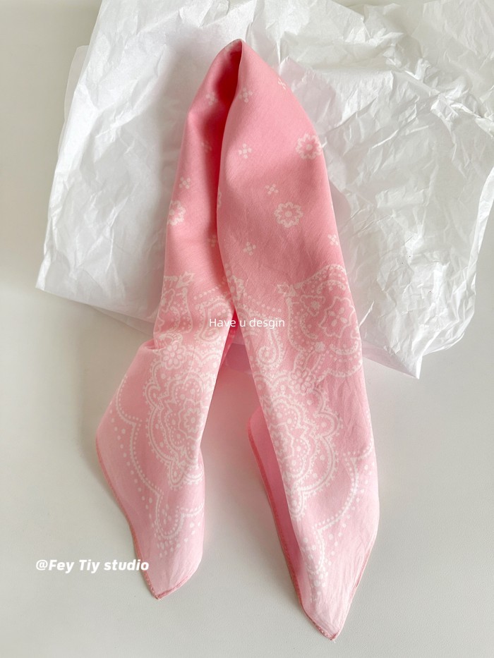 Khăn lụa hạt điều nhỏ vuông bằng cotton, phù hợp mùa xuân và hè, phong cách Nhật Bản