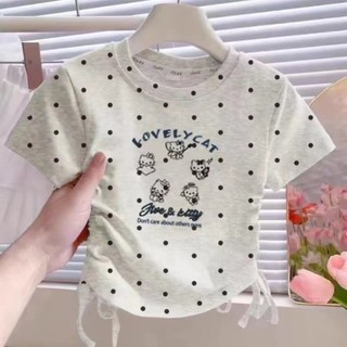 Áo thun tay ngắn bé gái mùa hè cotton hoạt hình
