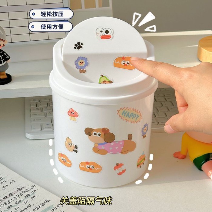 Thùng rác để bàn có thể dễ thương Thùng rác sáng tạo nhỏ có thể để bàn Thùng đựng giấy thải Giỏ có nắp