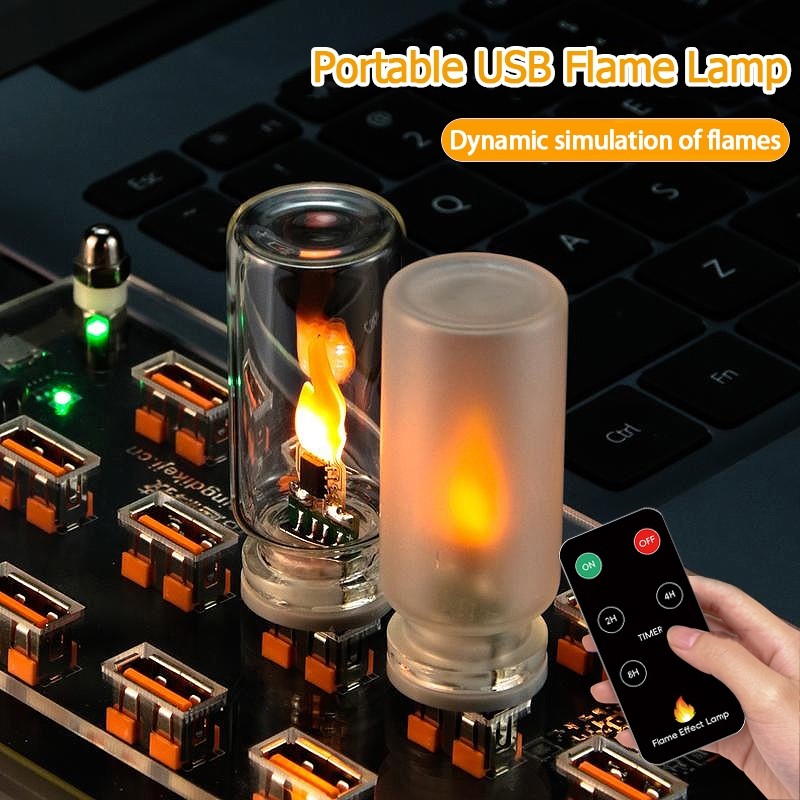 2 Chiếc Mini USB Mô Phỏng Ngọn Lửa DC 5V 1W Nến Đèn Ngủ Bảo Vệ Mắt Xe USB Đèn Xung Quanh Cho Ngày Lễ Nhà Tự Động Trang Trí