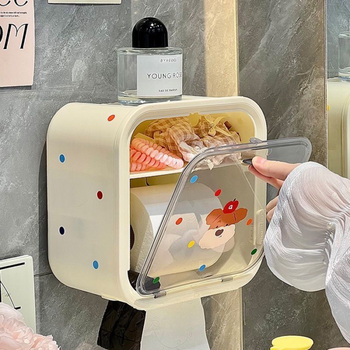 Hộp đựng khăn giấy vệ sinh treo tường Phim hoạt hình chống thấm nước Ống giấy