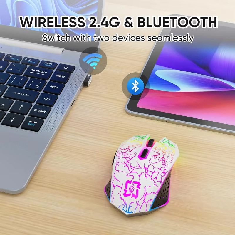 Chuột Chơi Game Không Dây 2.4G Có RGB Sạc Chuột Không Dây USB Bluetooth Đèn Nền Tiện Dụng Silays Euse Cho Laptop Macbook PC Máy Tính Bảng Điện Thoại