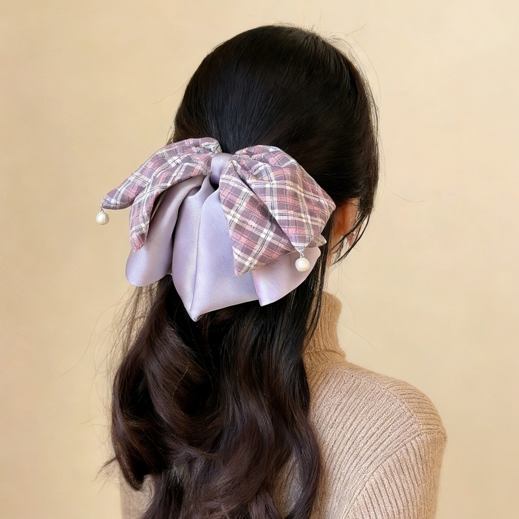 Nơ Đuôi Ngựa Kẹp Thời Trang Thanh Lịch Kẹp Tóc Nửa Kẹp