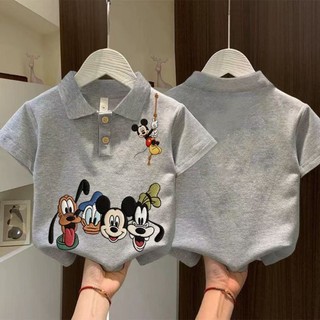 Quần áo trẻ em cotton nguyên chất mùa hè phong cách hoạt hình nam nữ quần áo trẻ em in hình Mickey