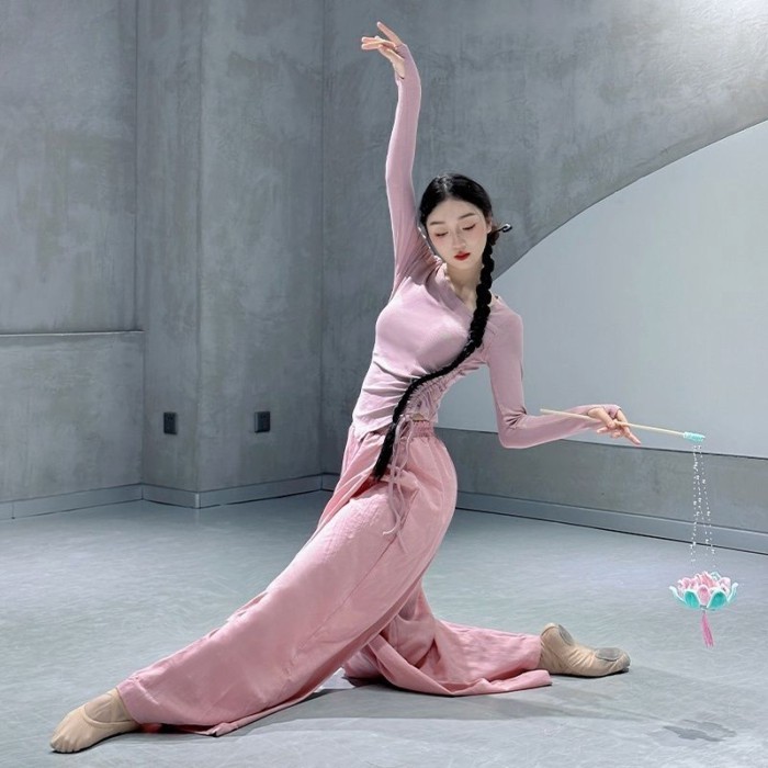 bộ quần áo tập múa cổ điển, bodysuit xuân thu, tay áo kiểu mới, dài tay, áo múa hiện đại cho vũ