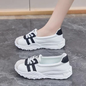 Miệng Dẹt Forrest Giày Nữ Mùa Hè Đế Dày Dexun Bố Trắng Giày Một Bước Lười Tất Cả Trận Đấu Thường Ng
