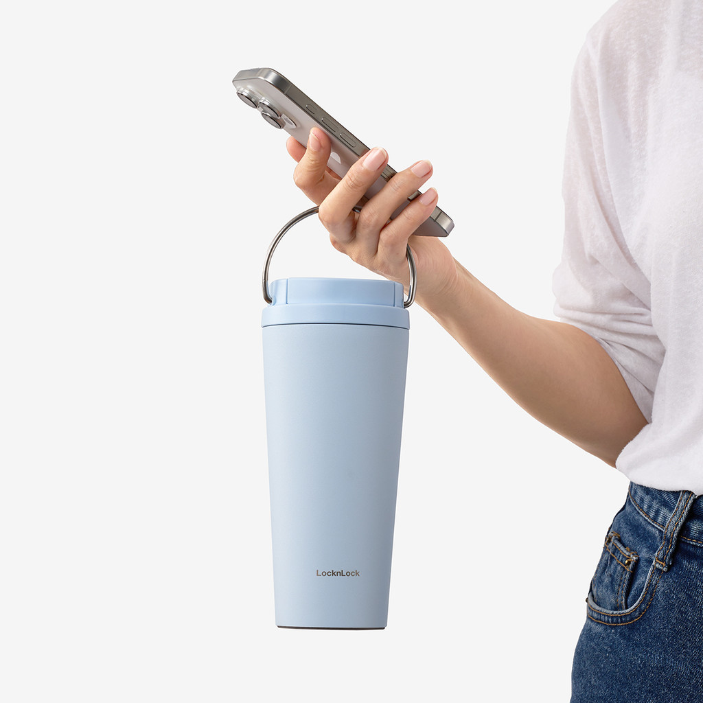 Ly giữ nhiệt LocknLock 550ml có quai xách tiện lợi Bucket One Touch ...