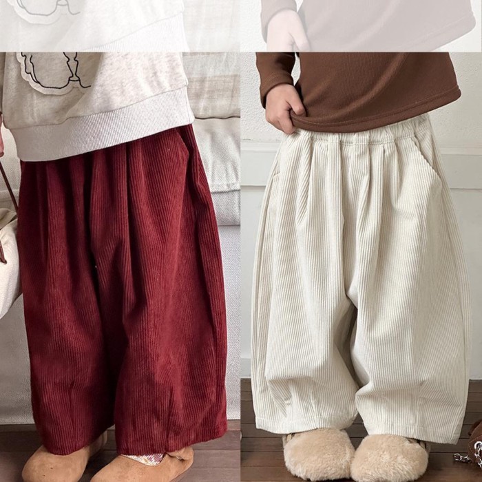 Quần Nhung Trẻ Em Quần Harem Bé Trai Bé Gái Xếp Ly Quần 9 Điểm Quần Cà Rốt Trẻ Em Mùa Thu Đông