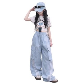 Quần yếm bé gái mùa hè quần thể thao hip-hop mới cho trẻ em không có phong cách nghệ thuật pop lười