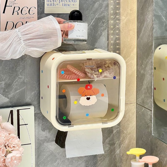 Hộp đựng khăn giấy vệ sinh treo tường Phim hoạt hình chống thấm nước Ống giấy