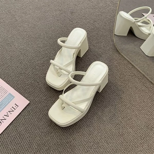 Dép xỏ ngón mùa hè nữ, giày sandal cao gót Pháp đế dày, tinh tế, đế dày