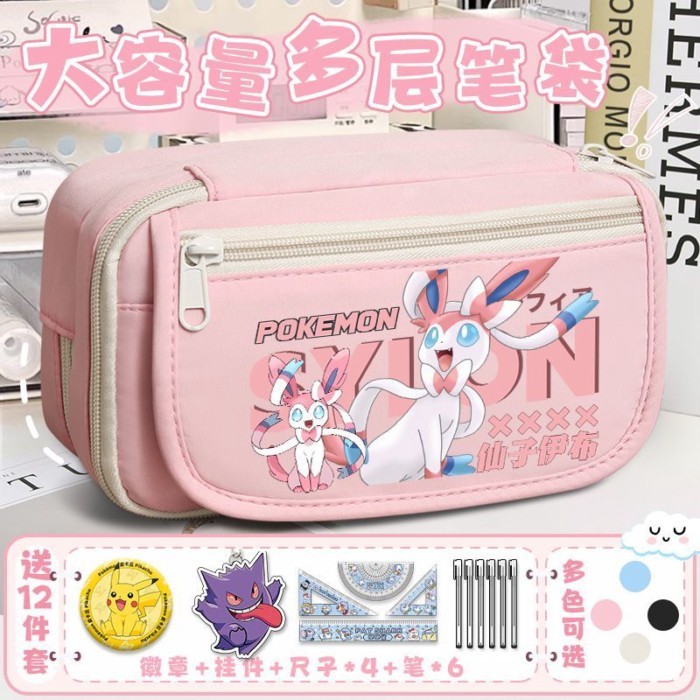 Hộp Đựng Bút Chì Pokémon Hoạt Hình Cô Gái Mới Dung Tích Lớn Trẻ Em Bé Trai Văn Phòng Phẩm Túi Học Sinh Trung Học Cơ Sở Học Sinh Tiểu Học Túi Bút Chì