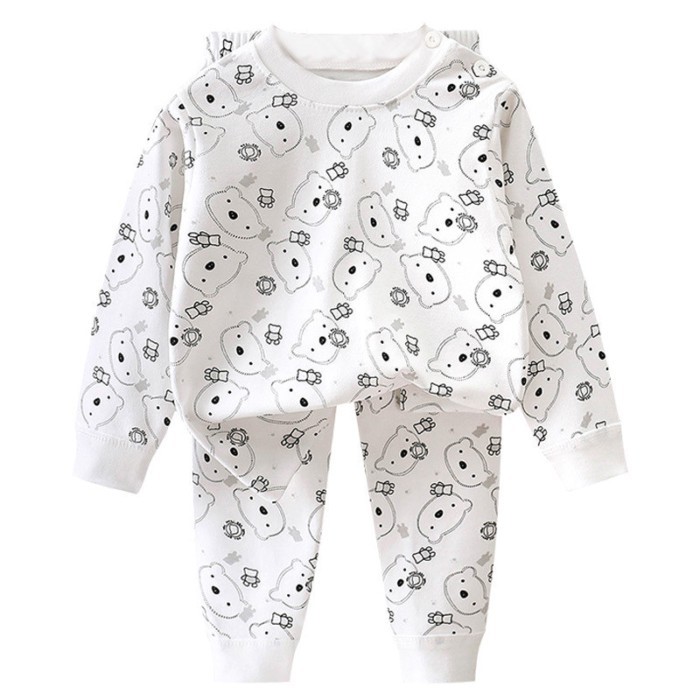 Bộ đồ mặc nhà trẻ em Hàn Quốc Đồ lót tay dài cotton quần Kiểu đồ ngủ thời trang cho bé