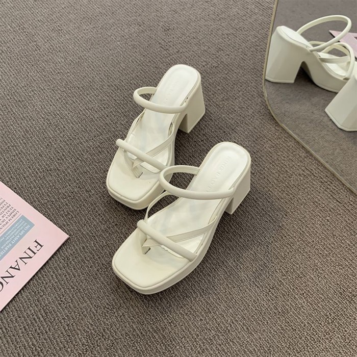 Dép xỏ ngón mùa hè nữ, giày sandal cao gót Pháp đế dày, tinh tế, đế dày