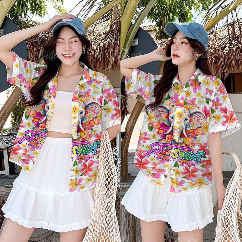 Áo sơ mi thoáng khí cho nữ, phù hợp lễ hội Songkran
