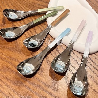 Muỗng inox dày thực phẩm gia dụng tinh tế thìa cán dài Hàn Quốc thìa sữa chua thìa sâu hình dáng ca