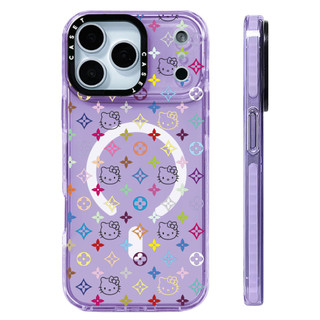 Ốp lưng hình Hello Kitty Color Lines Vỏ sạc từ tính không dây Tương thích cho IPhone 12 13 14 15 16 17 Pro Max Cover 17 AIR Silicone mềm trong suốt Vỏ chống sốc