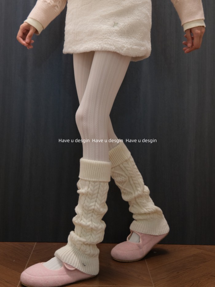 Áo bầu không khí cao cấp xoắn kim dày và quần legging trắng nữ