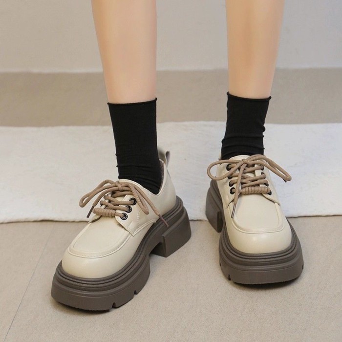 Giày cotton nữ Hàn Quốc thời trang mùa đông mới phong cách Anh Quốc giày da nhỏ đế dày đa năng, tăn