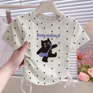 Áo thun tay ngắn bé gái mùa hè cotton hoạt hình
