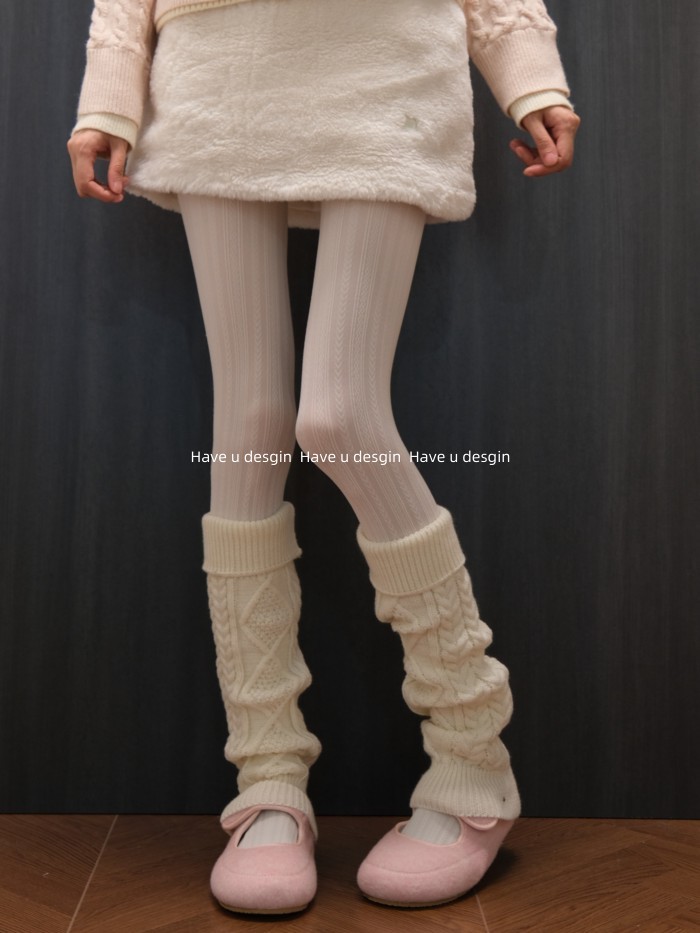 Áo bầu không khí cao cấp xoắn kim dày và quần legging trắng nữ