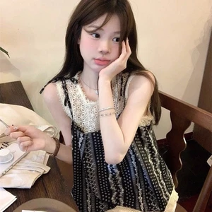 Áo vest nữ không tay ngọt ngào thắt nơ giả hai mảnh thường ngày