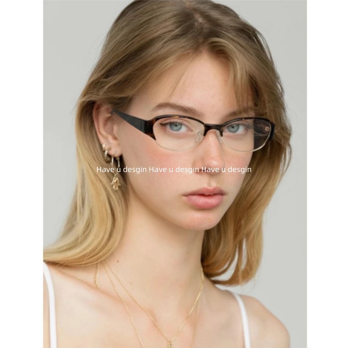 Khung Kính Cận Thị Nữ Thiết Kế Vỏ Rùa Màu Nửa Chiều, Phong Cách Thời Trang