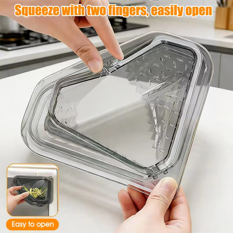 [2 CÁI] Giỏ thoát nước hình tam giác từ tính Giá đựng bồn rửa Đồ ăn không cần cảm ứng cho bồn rửa nhà bếp Giỏ lọc bồn rửa góc
