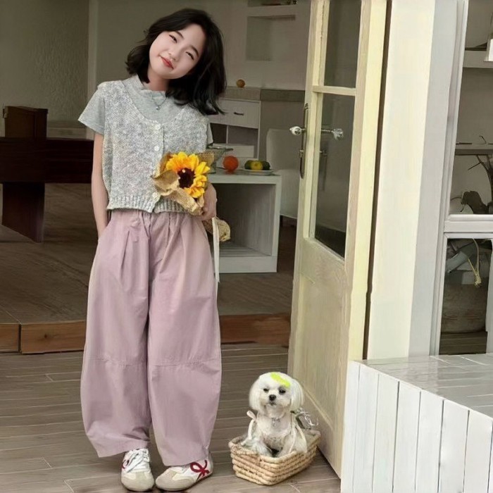 Quần Scimitar Mùa Hè Cho Trẻ Em Mới Phần Mỏng Bé Gái Nhỏ, Vừa Và Lớn Phong Cách Hàn Quốc Quần Ốn