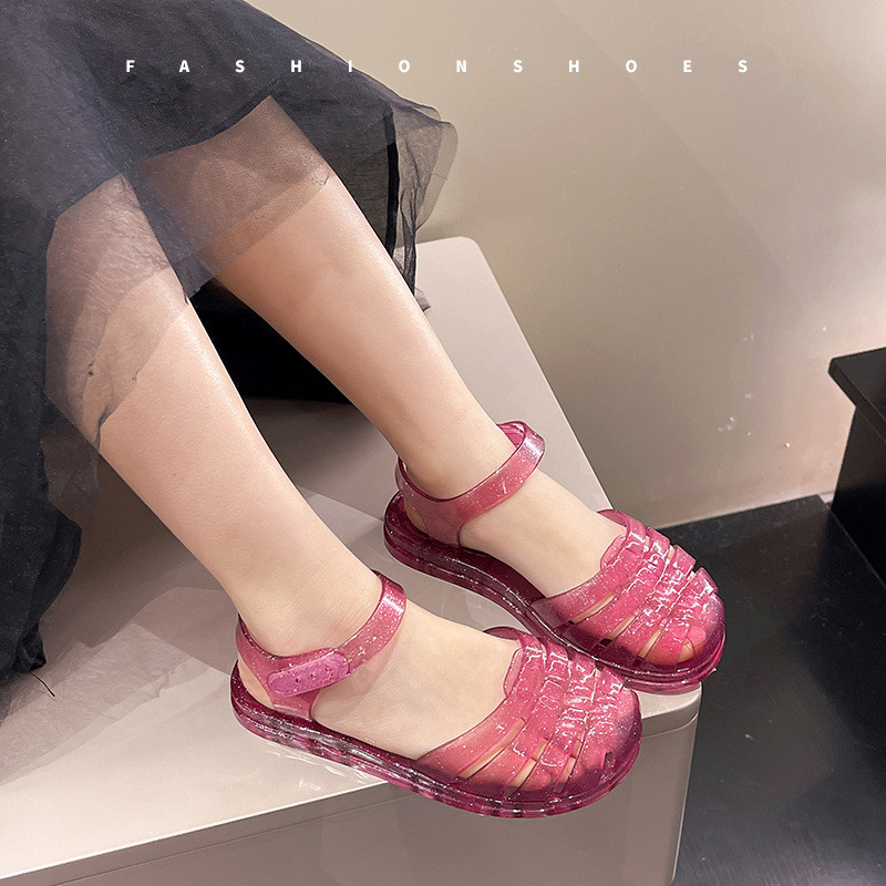 Giày Pha Lê Trẻ Em Giày Sandal Nữ Đế Mềm Jelly
