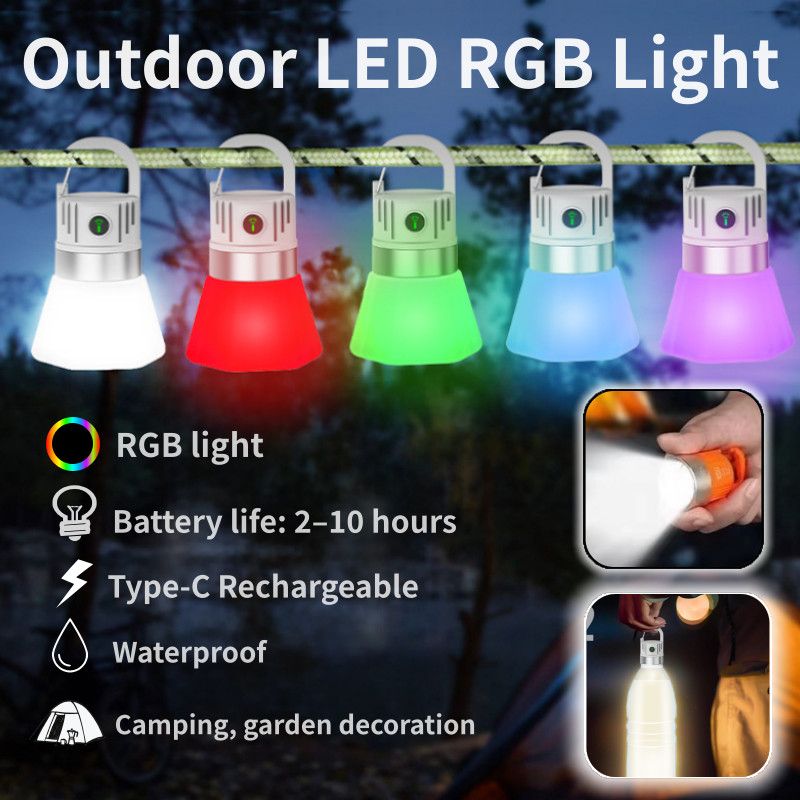 2 Chiếc Nắp Chai RGB Ánh Sáng Type-C, Chống Nước - Đèn Pin Mini cho Cắm Trại và Trang Trí Ramadan