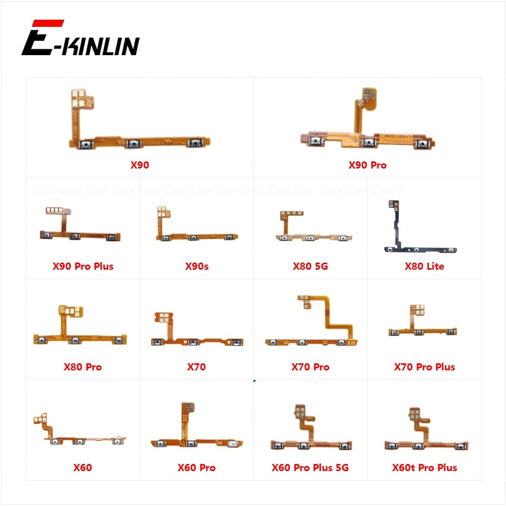 Tắt Tiếng Công Tắc Chìa Khóa Nguồn Ruy Băng Cho Vivo X90 X90s X80 X70 X60t Pro Plus Lite 5G Nút Âm Lượng Điều Khiển Cáp Mềm Thay Thế Các Bộ Phận
