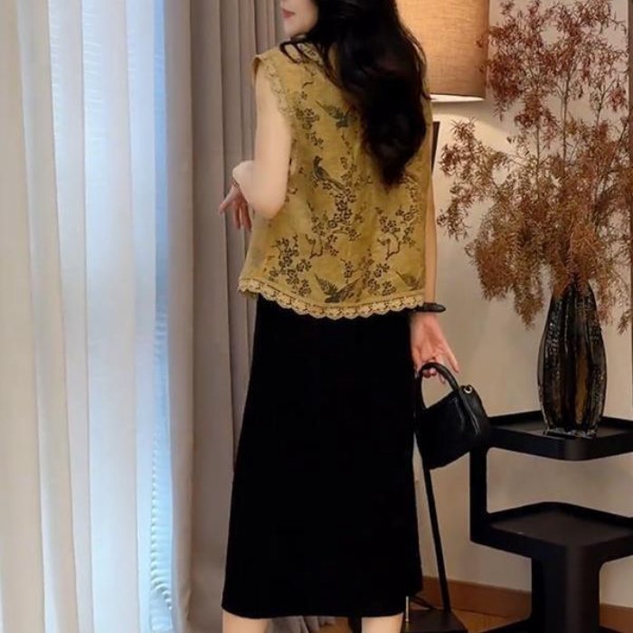 Mùa Hè Phong Cách Mới Trung Quốc Ren Jacquard Áo Cardigan Tính Khí Ôm Tay Rỗng Mỏng Top