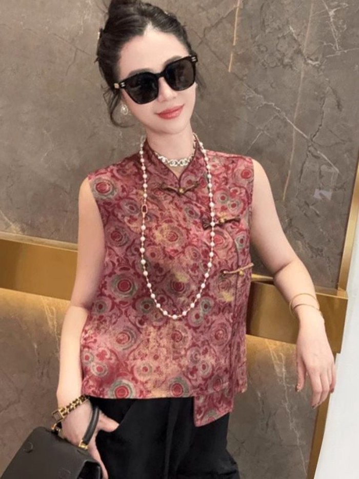 Mùa Hè Phổ Biến Phong Cách Trung Hoa Áo Vest Không Tay Nữ Độc Đáo Và Siêu Đẹp Phong Cách Trung H