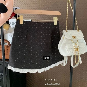 Váy ren retro Váy chữ A dành cho nữ mùa xuân chấm bi phù hợp với váy chống lộ váy ngắn ôm hông