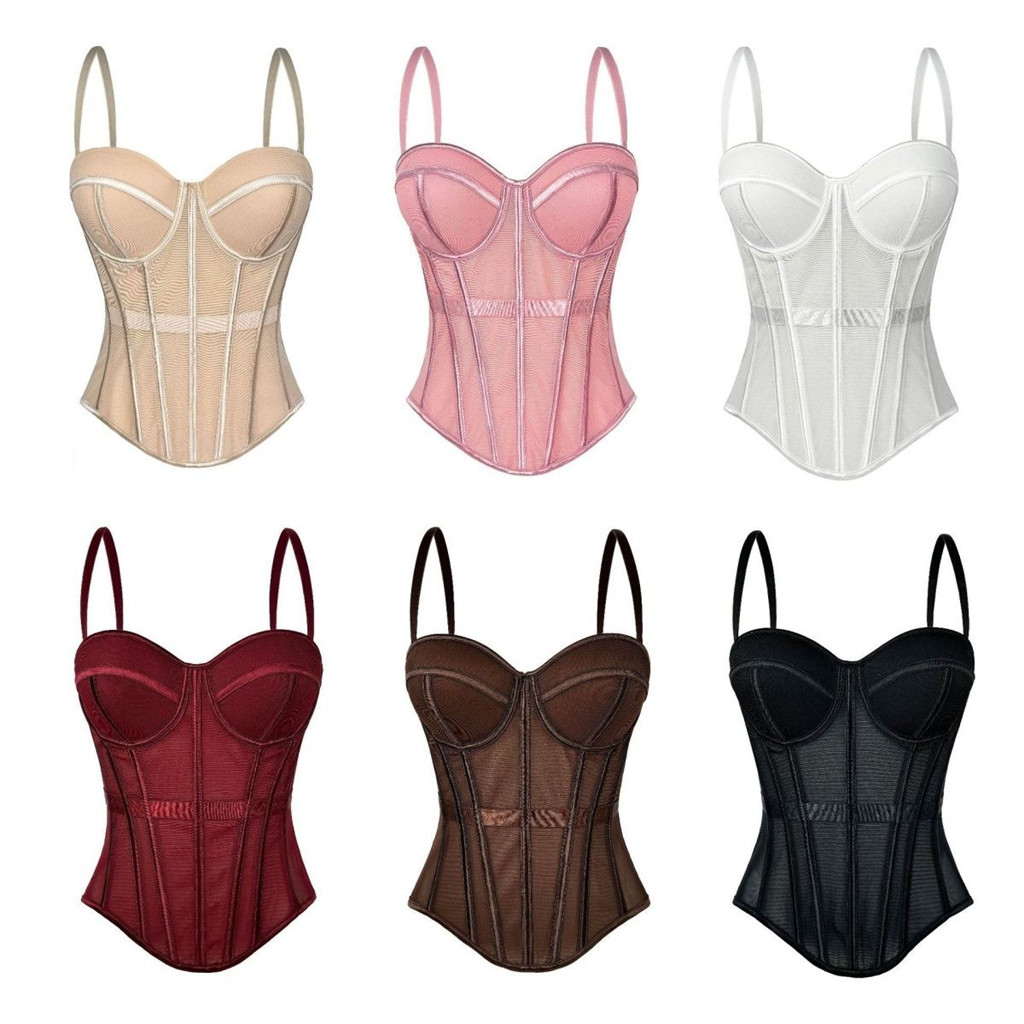 Xương cá corset eo nẹp ôm dáng, camisole có miếng lót ngực bên ngoài