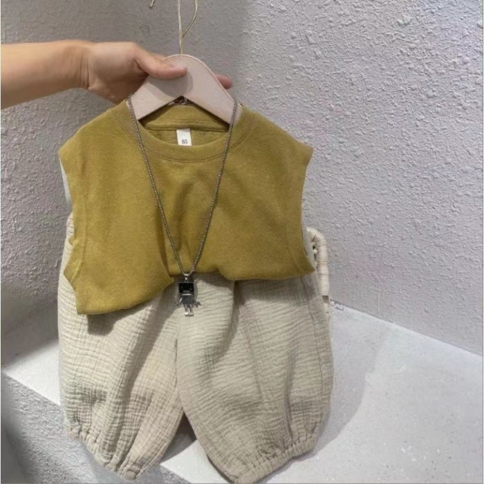 Bé Áo Vest Bộ Mùa Hè Phong Cách Mới Bé Trai Mùa Hè 2 Bộ Trẻ Em Mùa Hè Quần Áo Quần Cắt