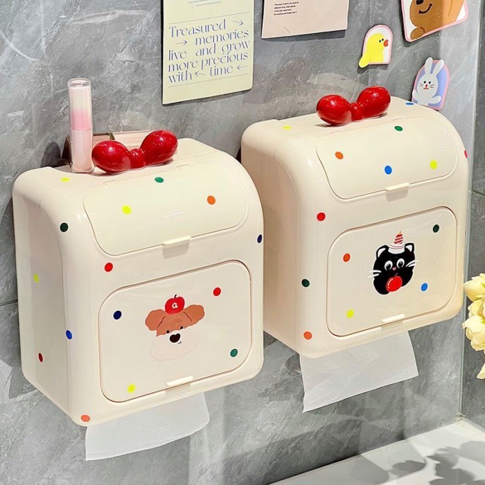 Phim Hoạt Hình Treo Tường Hộp Khăn Giấy Không Đục Lỗ Kệ Chống Thấm Nước Cuộn Vệ Sinh Hộp Giấy Vệ Sinh Hộp Bảo Quản Giấy