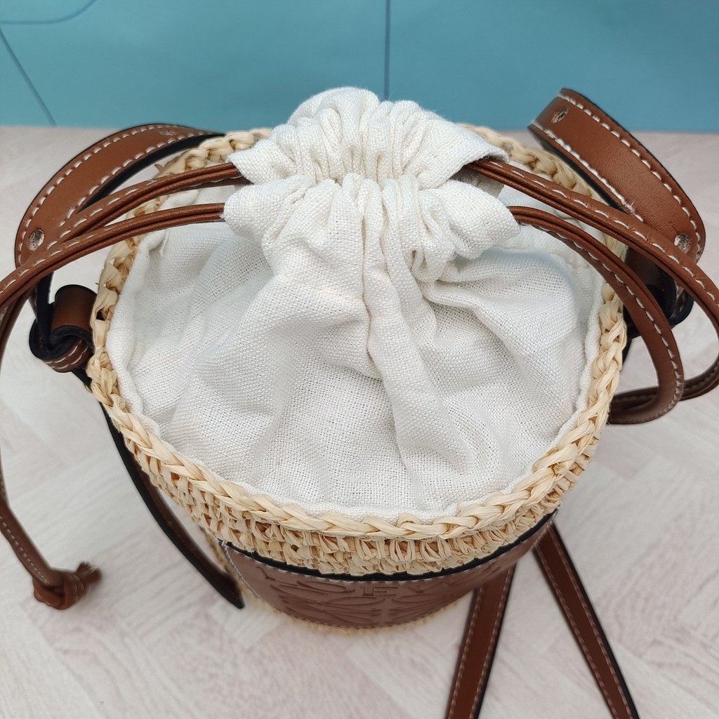 Túi đựng rơm thùng dệt Raffia Túi xách đeo chéo một vai phù hợp cho kỳ nghỉ