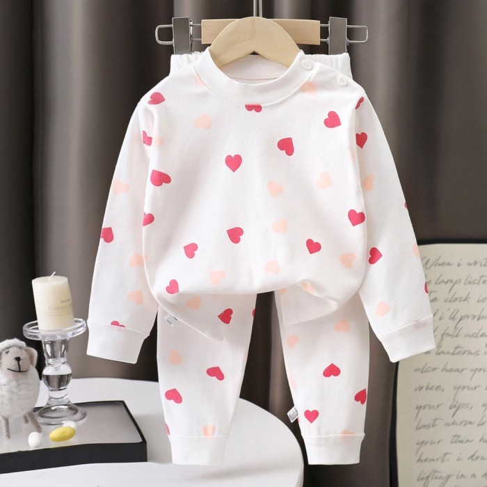 Bộ đồ mặc nhà trẻ em Hàn Quốc Đồ lót tay dài cotton quần Kiểu đồ ngủ thời trang cho bé